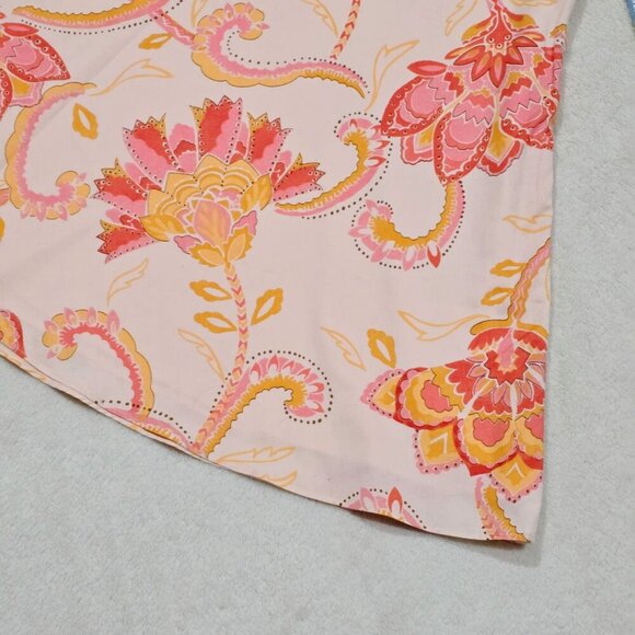 Nine West Vibrant Floral A-Line Skirt – Pink/Orange Cotton Blend w/ Side Zip - Picture 3 of 9